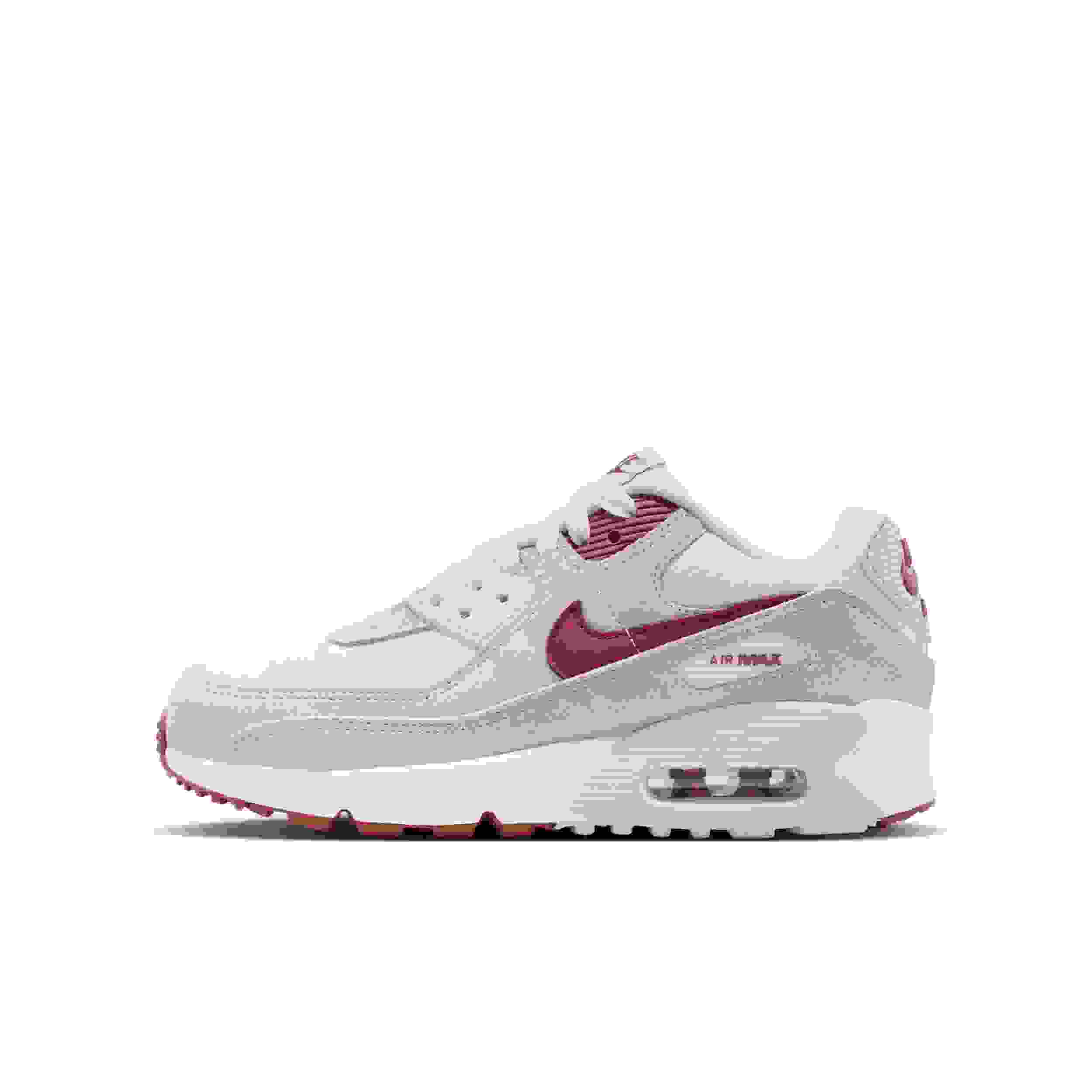 Nike Air Max 90 SE Grade School Boys' "White/Light Bone/Summit White/Team Crimson" Shoe